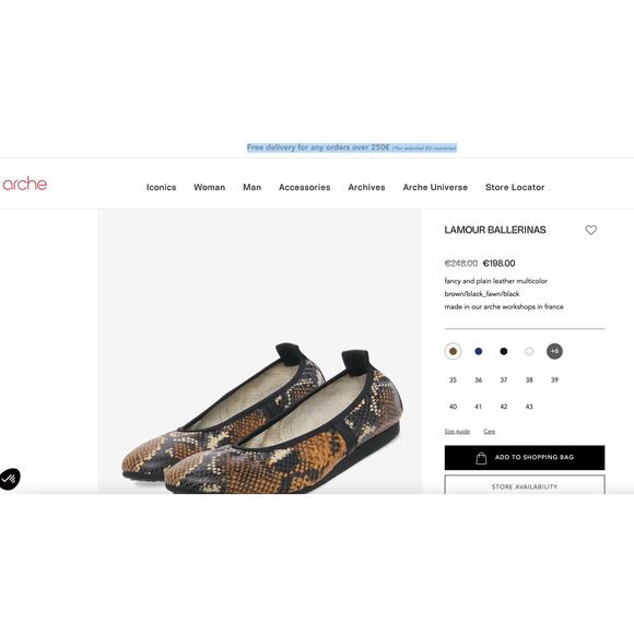 Arche France Lamour Ballerina Flat Snake Copper Leather Ballet Shoe EU 38 VGC - Picture 10 of 10